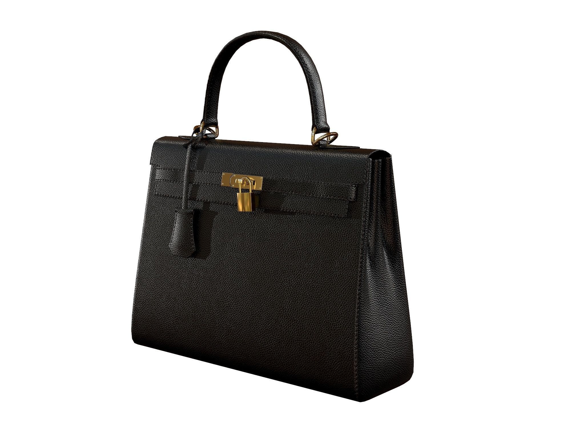 Hermes Kelly Bag Black Low-poly 3D model_5