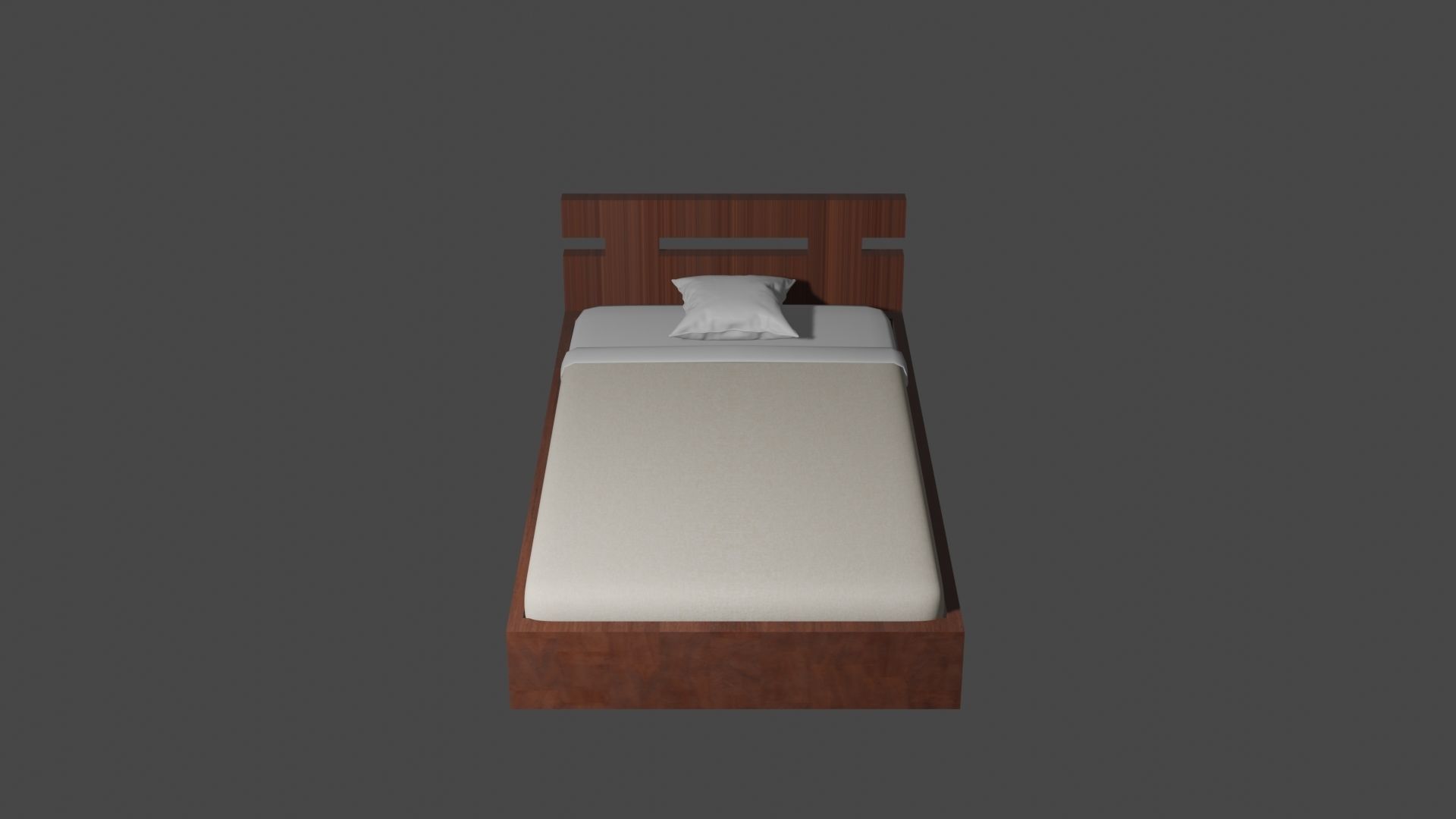 BED WITH PILLOW AND BLANKET Low-poly 3D model_2