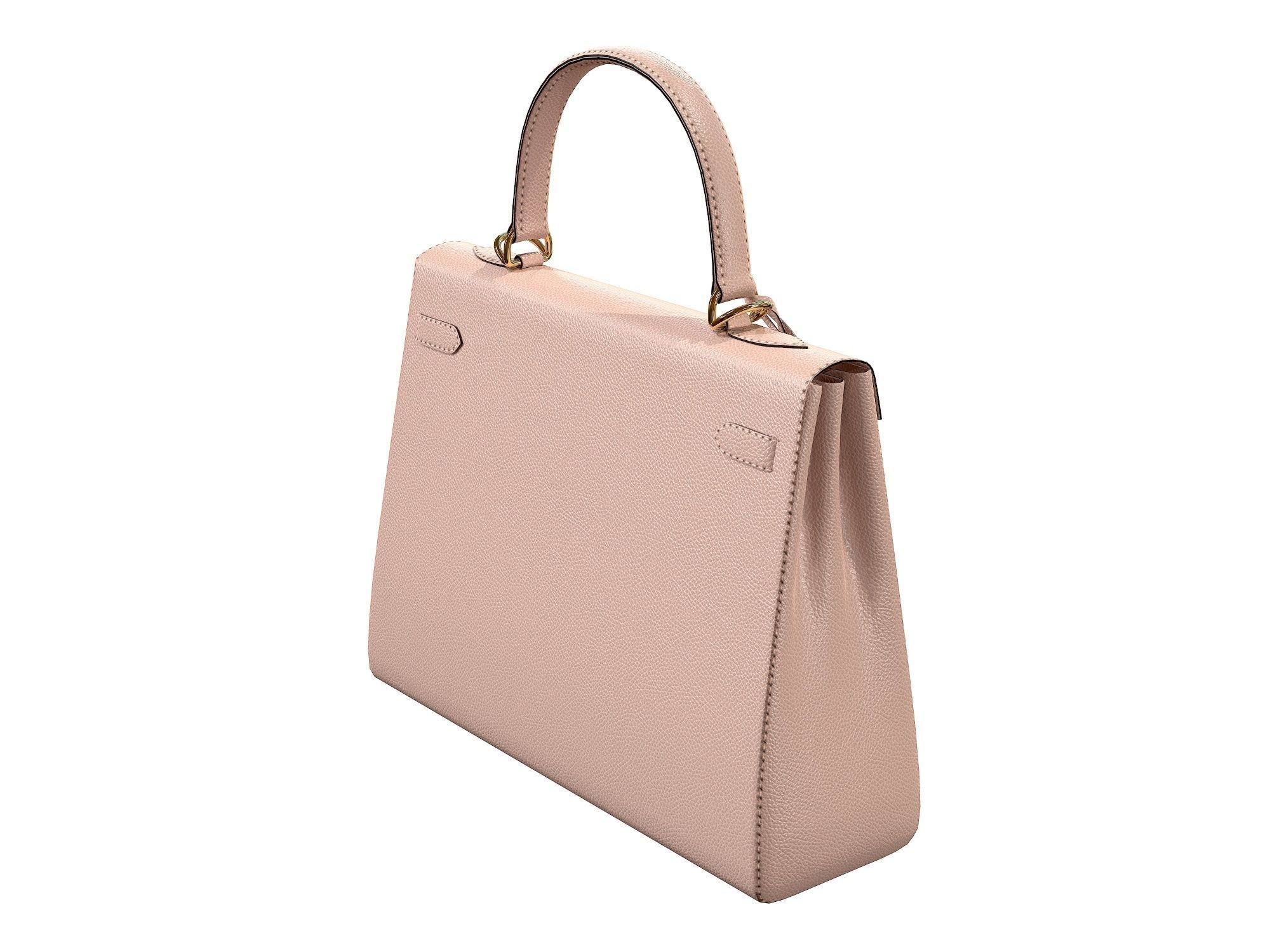 Hermes Kelly Bag Cream Low-poly 3D model_2