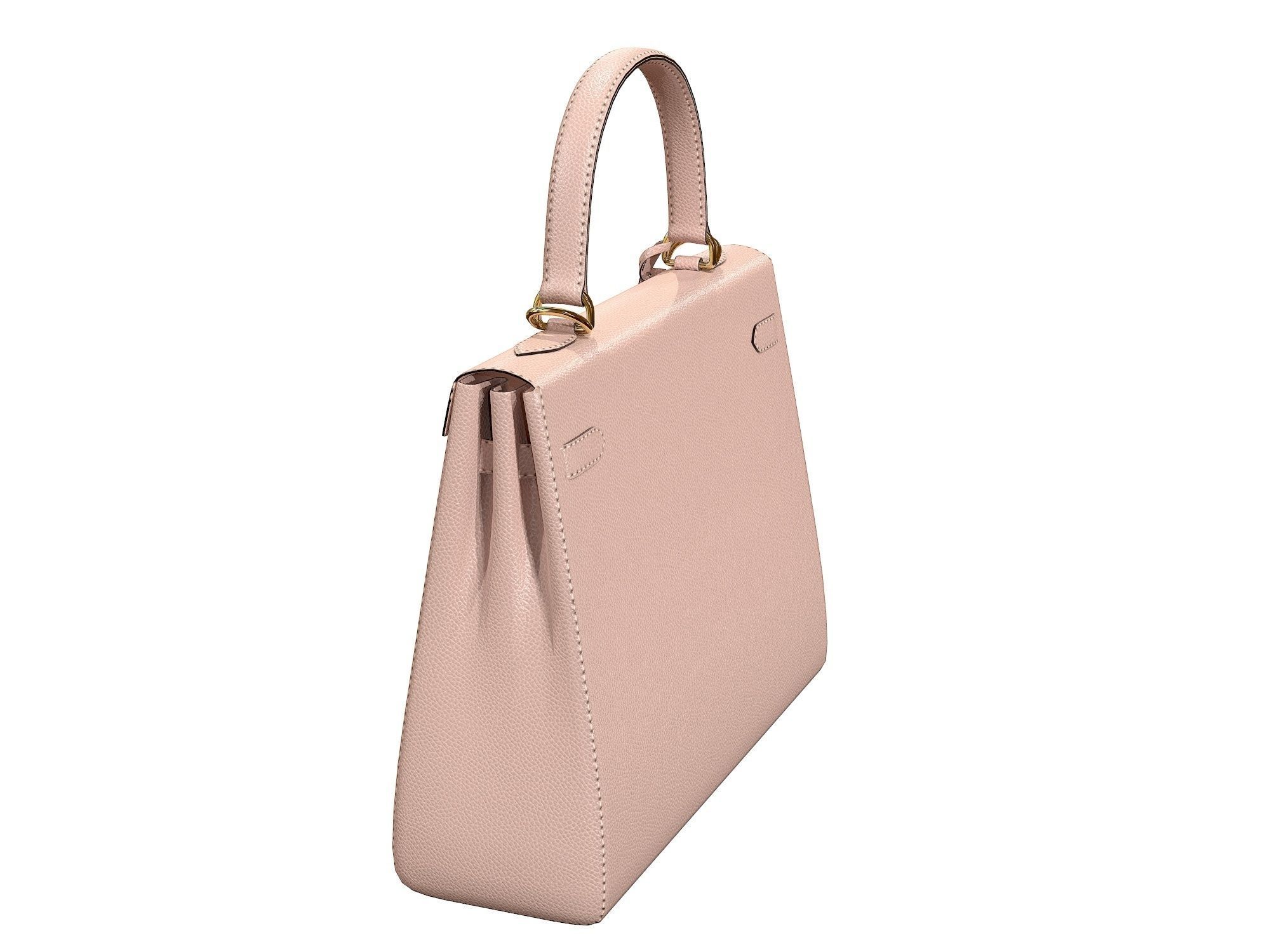 Hermes Kelly Bag Cream Low-poly 3D model_3