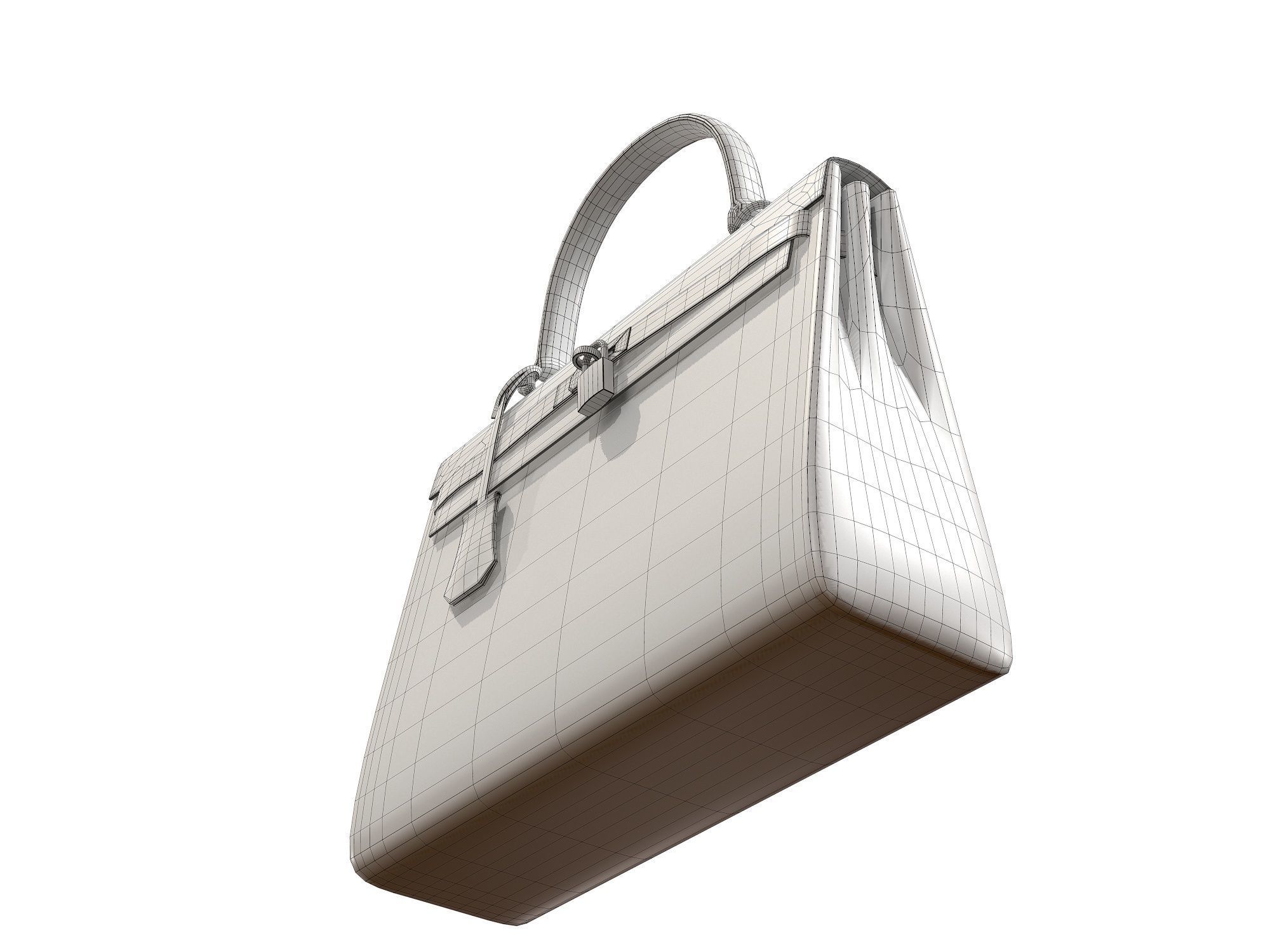 Hermes Kelly Bag Cream Low-poly 3D model_8
