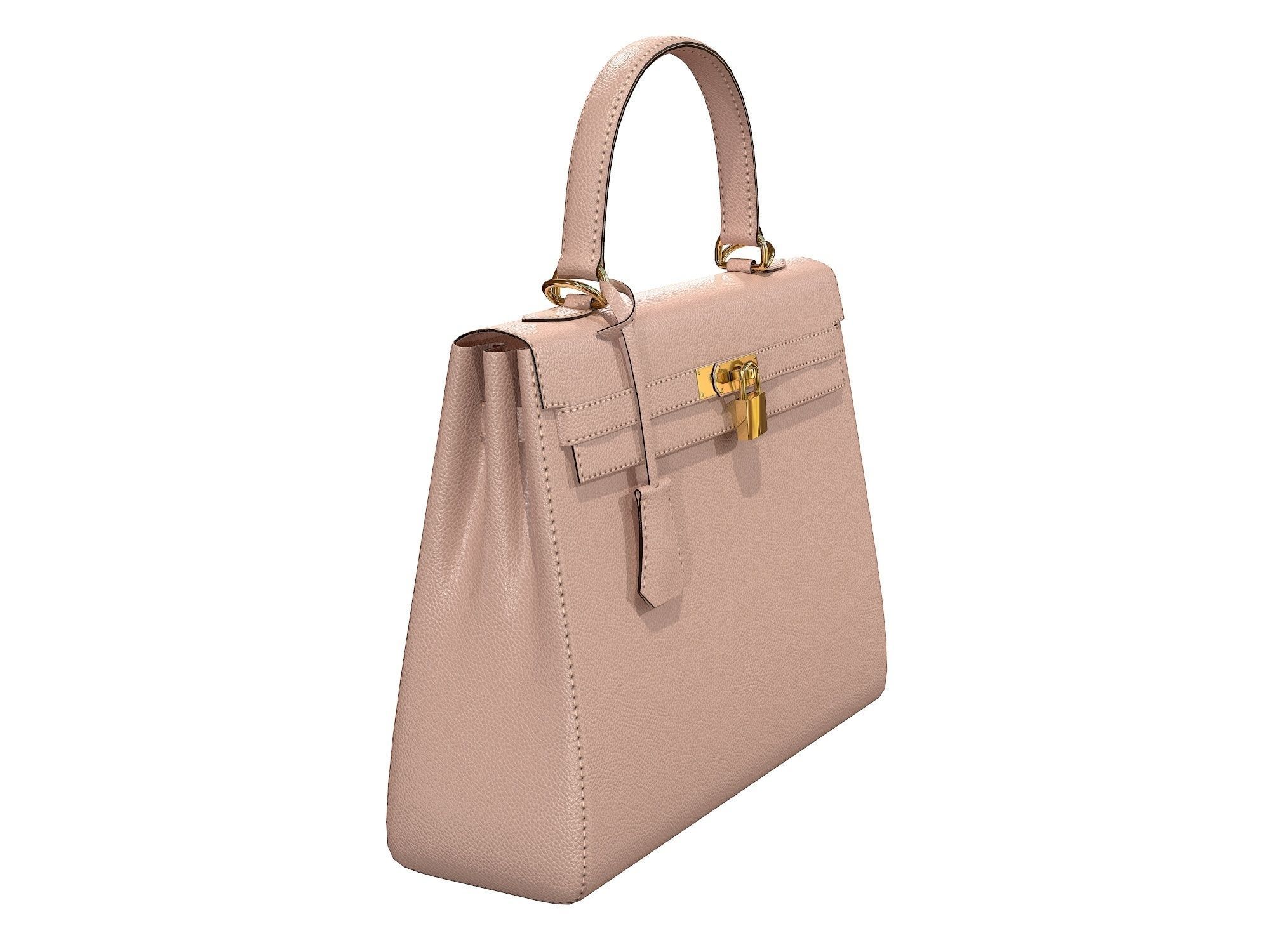 Hermes Kelly Bag Cream Low-poly 3D model_1
