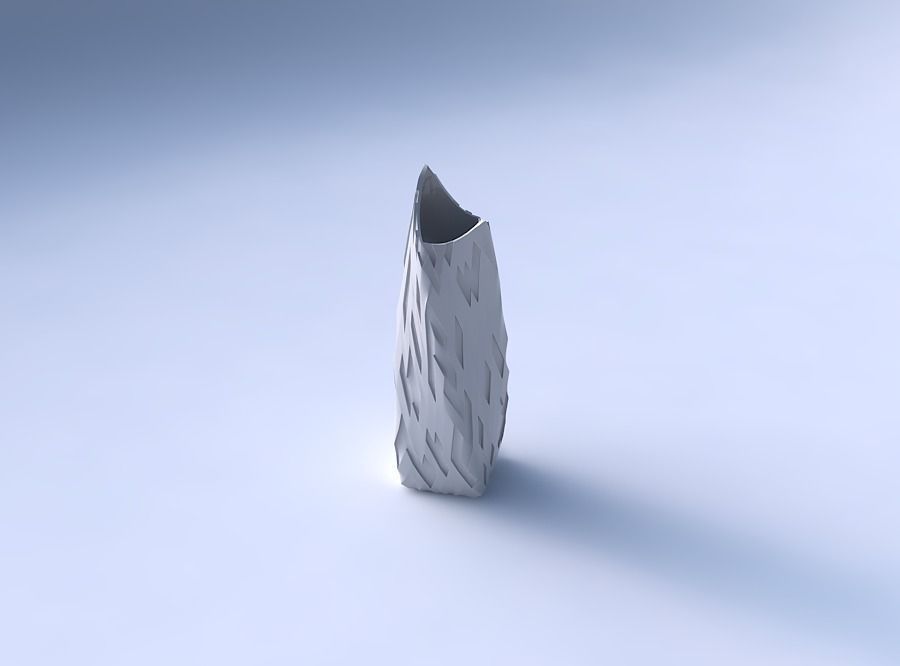Vase twisted double arc rectangle with cavities 3D print model_3