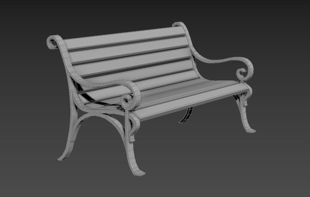 Park bench plus lantern and garbage bin Low-poly 3D model_14