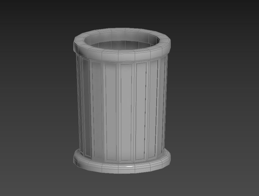 Park bench plus lantern and garbage bin Low-poly 3D model_13