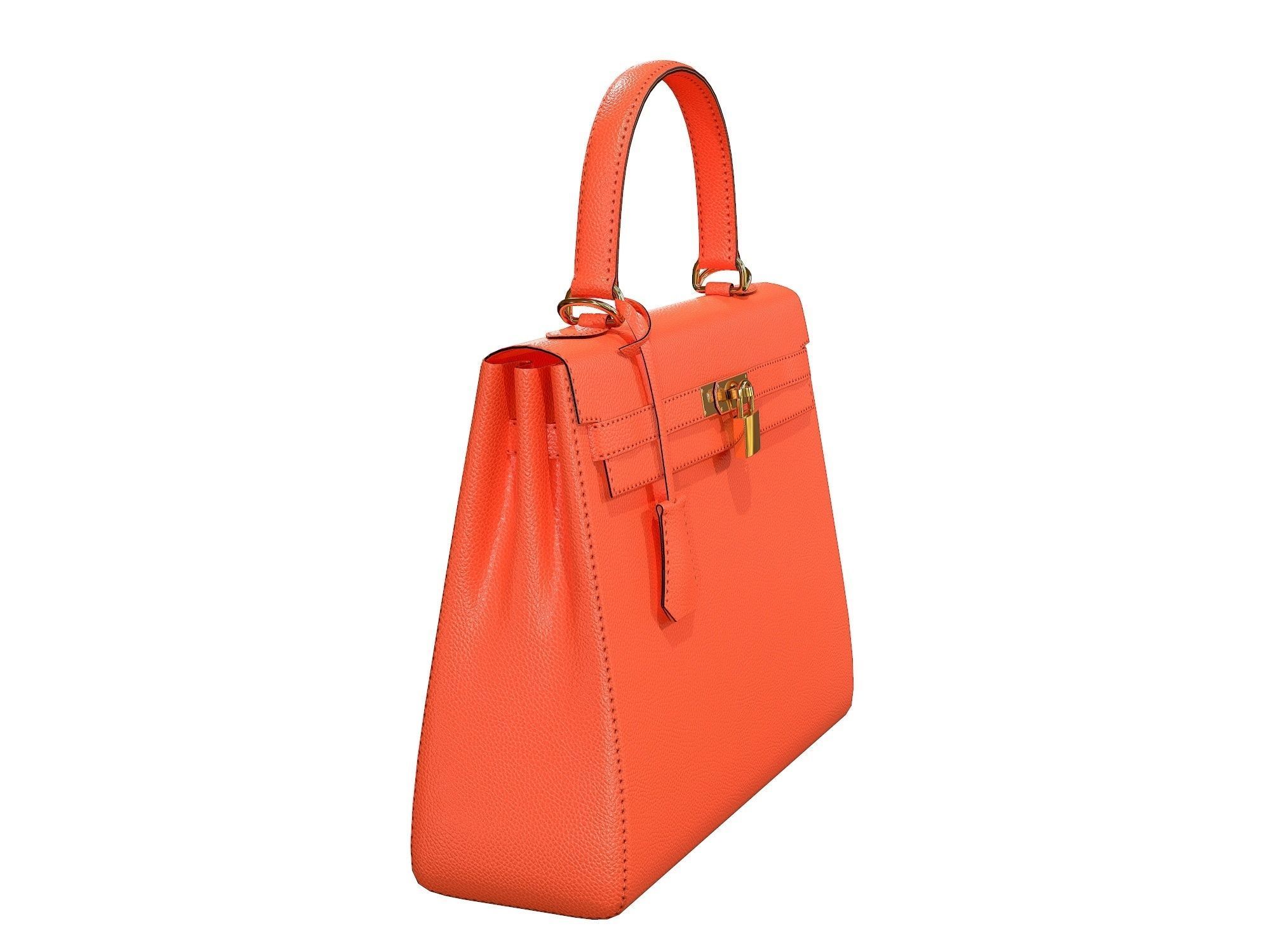 Hermes Kelly Bag Orange Low-poly 3D model_1