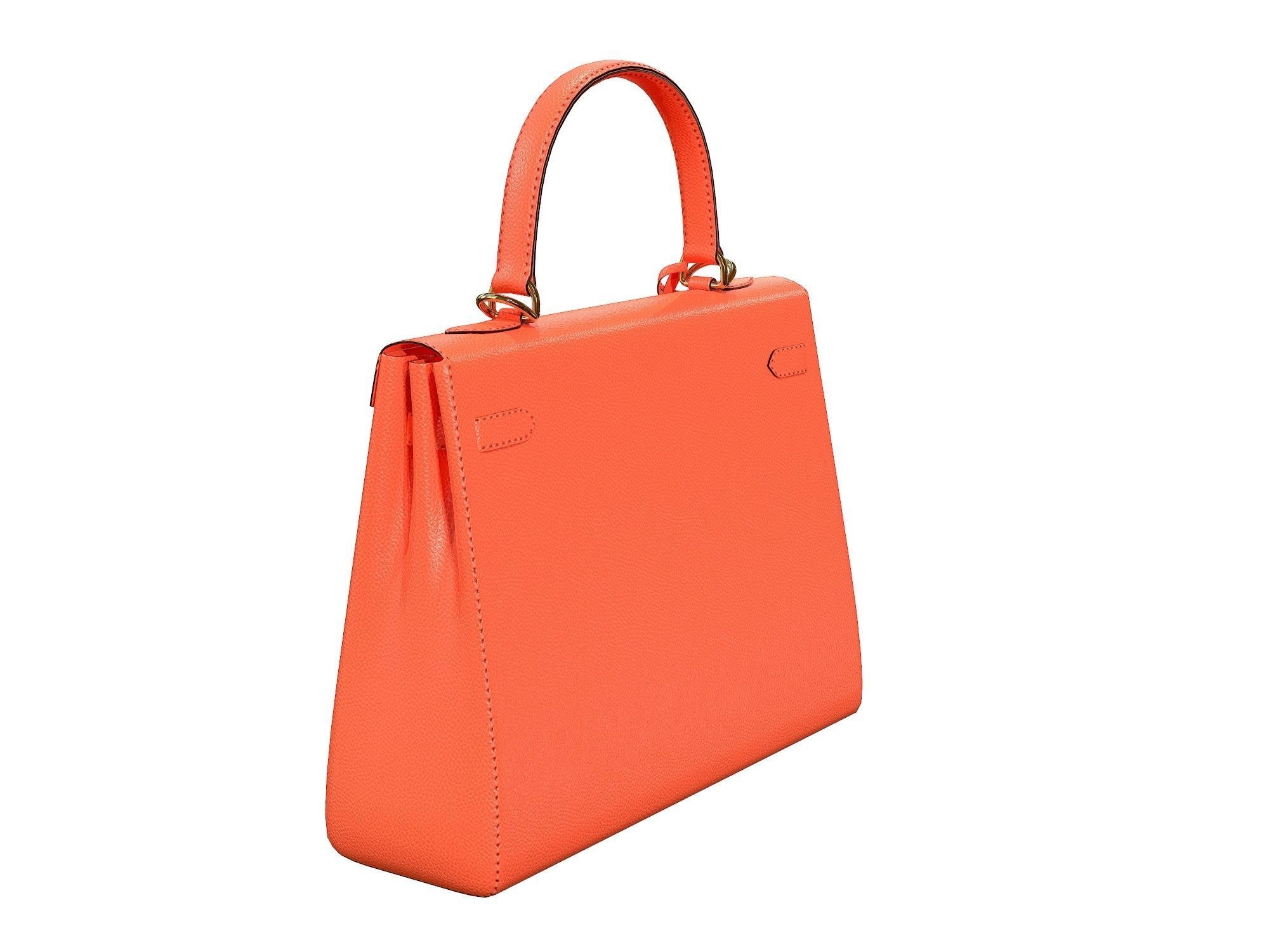 Hermes Kelly Bag Orange Low-poly 3D model_3