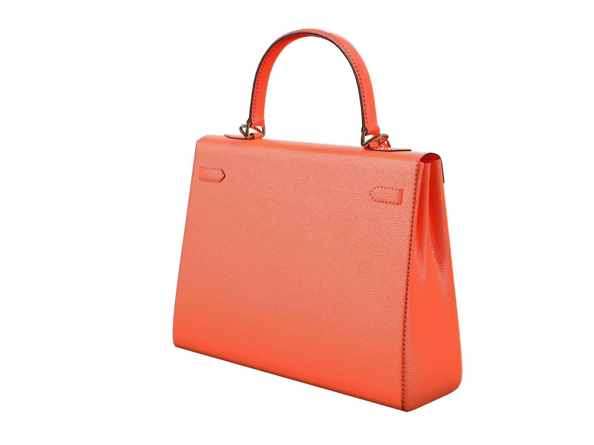 Hermes Kelly Bag Orange Low-poly 3D model_2