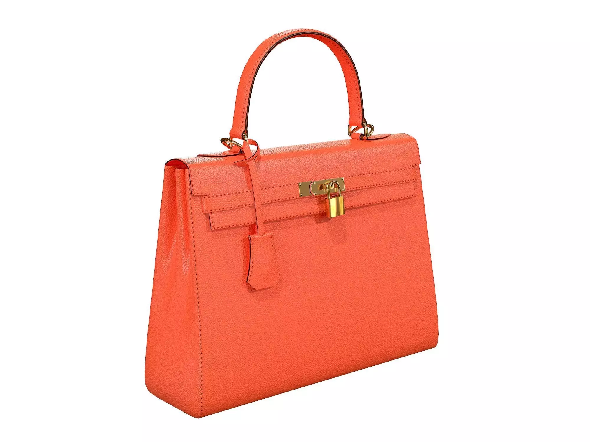 Hermes Kelly Bag Orange Low-poly 3D model_0