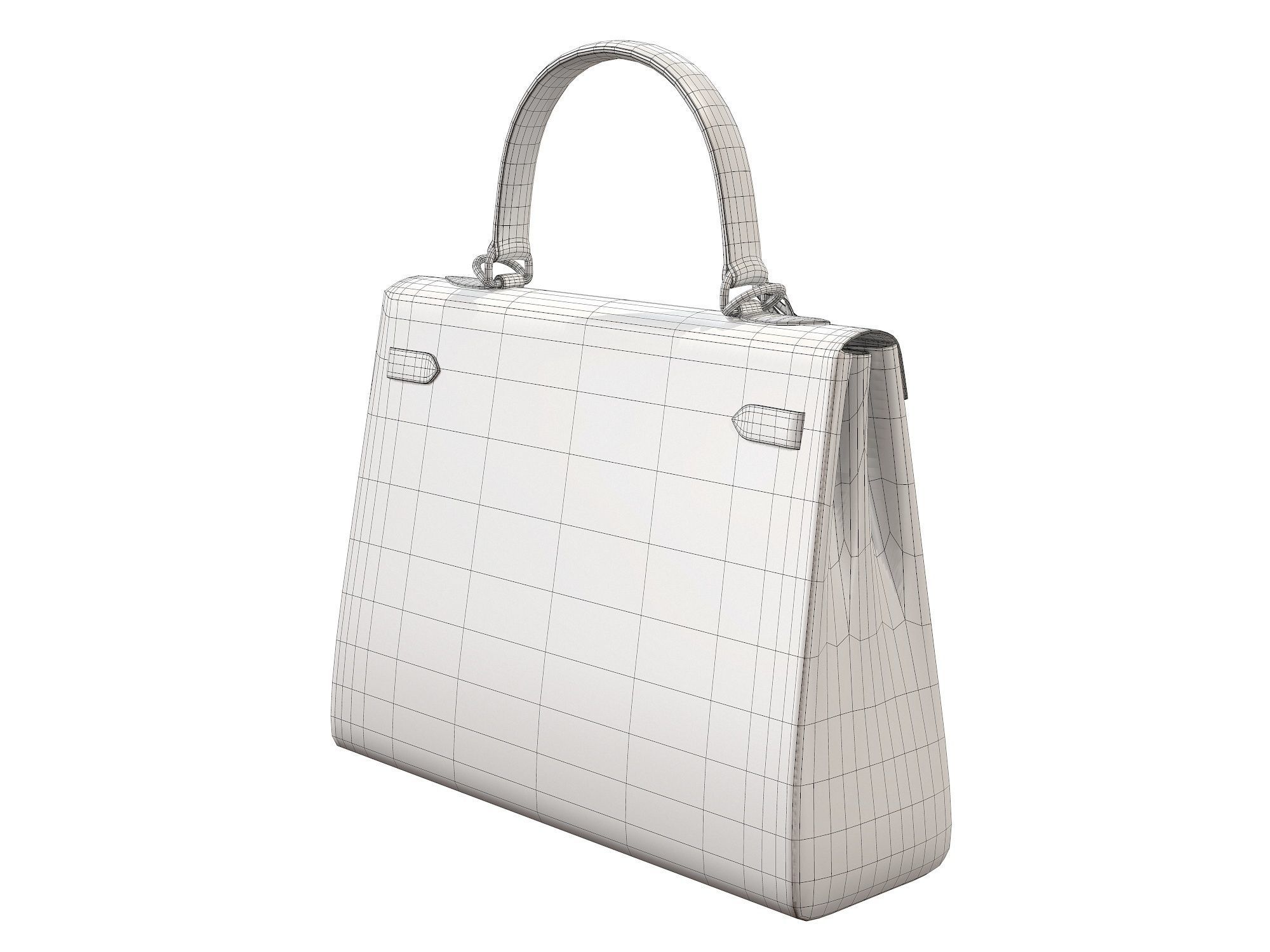 Hermes Kelly Bag Orange Low-poly 3D model_7