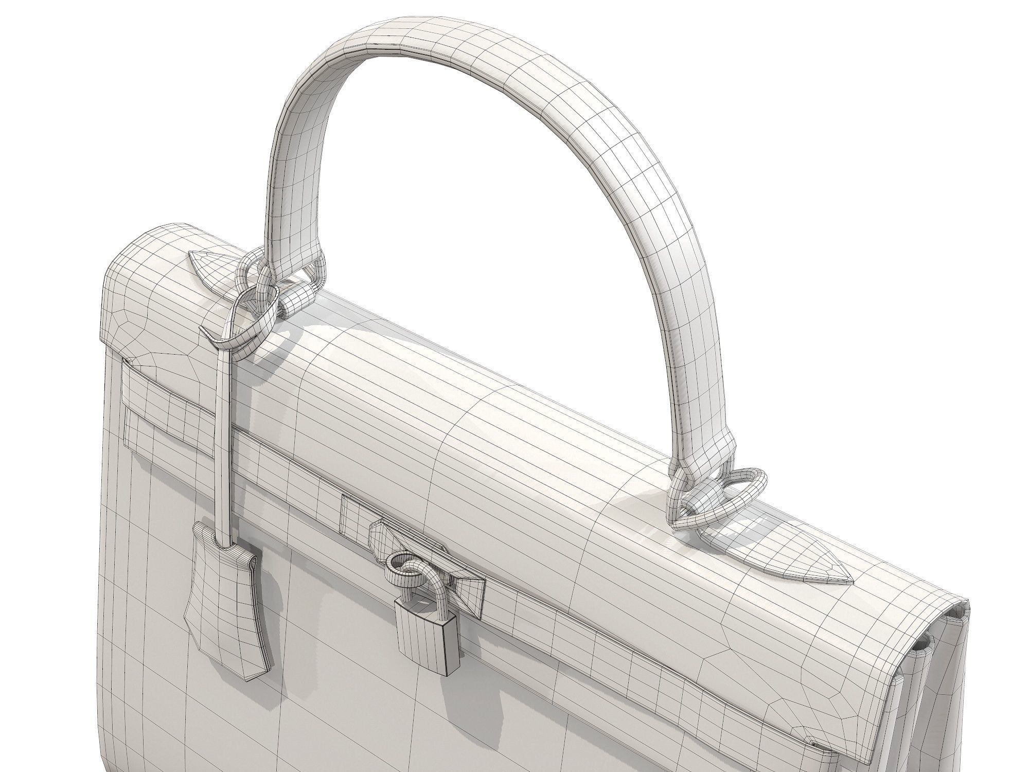 Hermes Kelly Bag Orange Low-poly 3D model_9