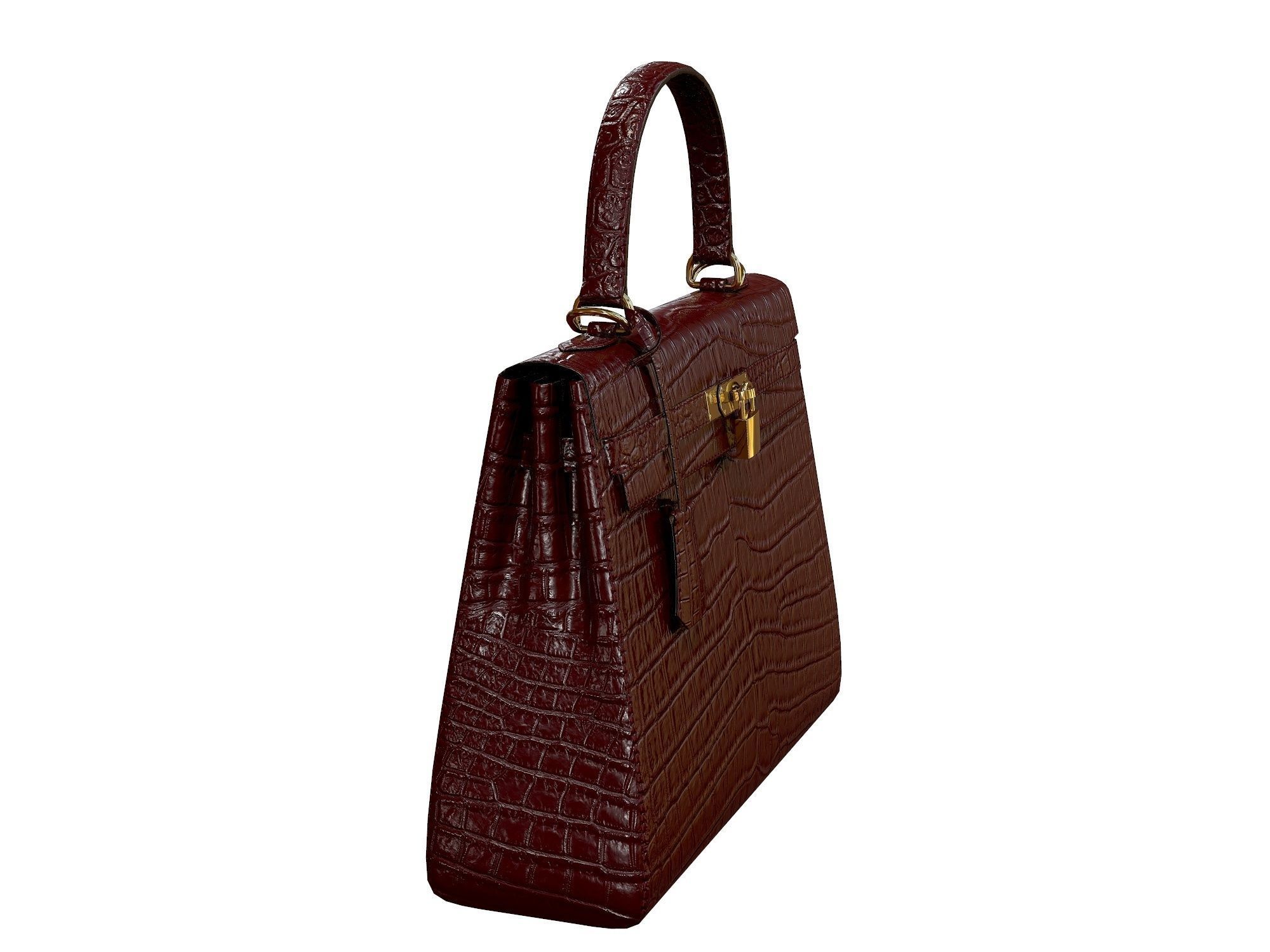 Hermes Kelly Bag Red Crocodile Low-poly 3D model_1