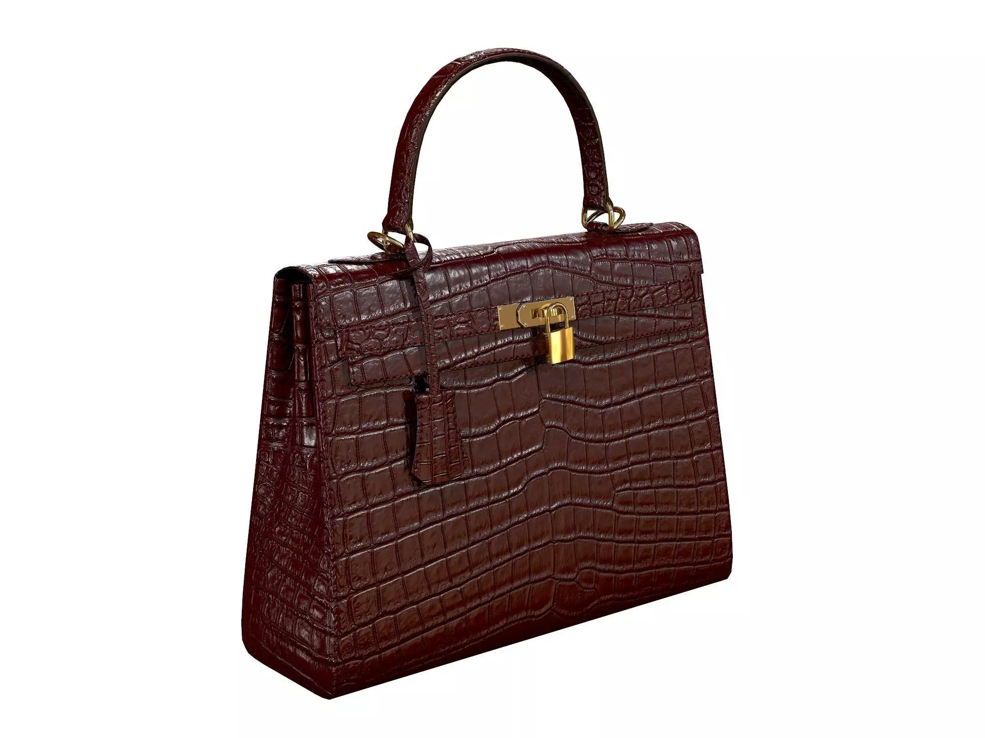 Hermes Kelly Bag Red Crocodile Low-poly 3D model_0