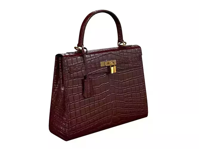 Hermes Kelly Bag Red Crocodile Low-poly 3D model