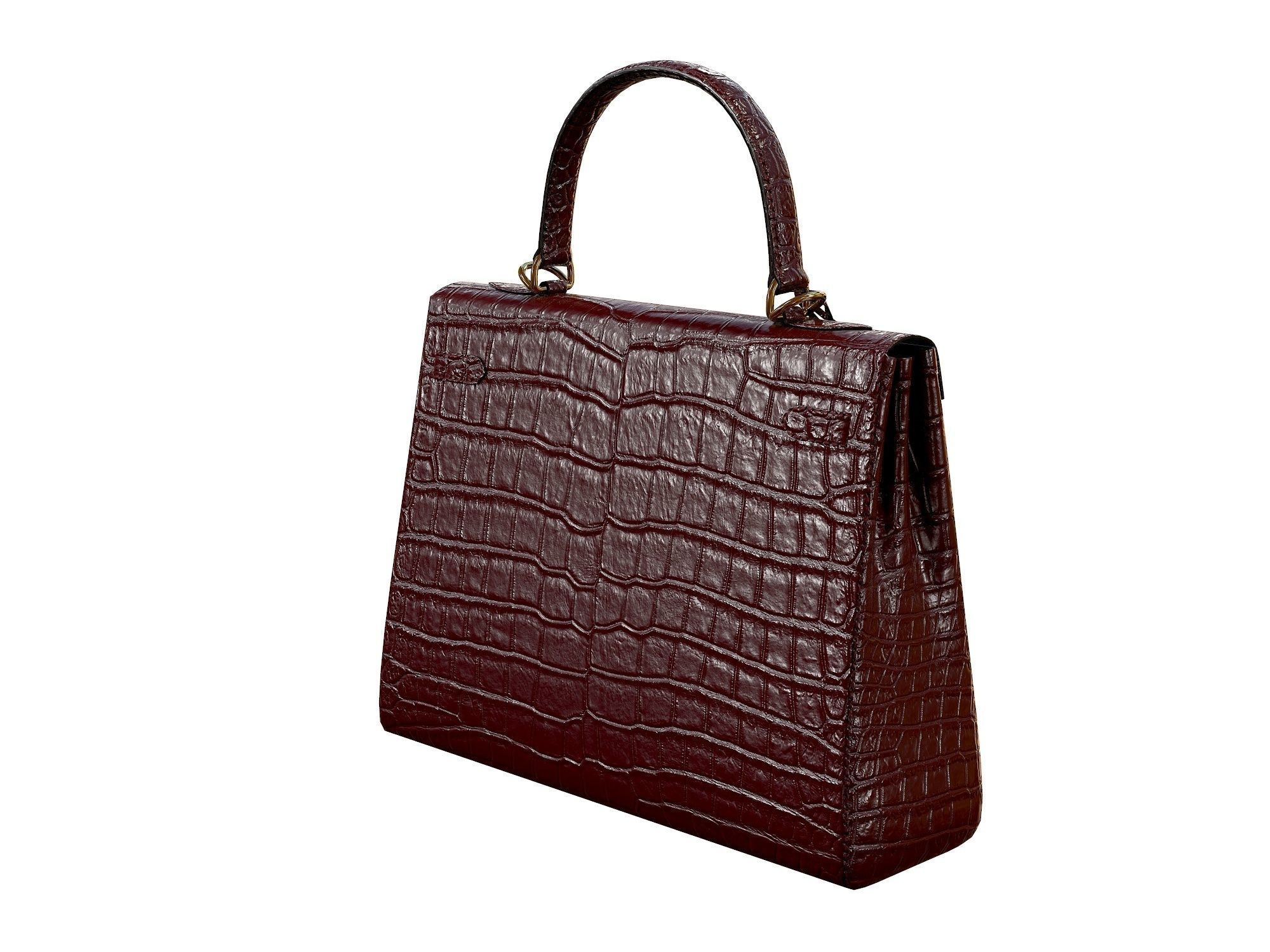 Hermes Kelly Bag Red Crocodile Low-poly 3D model_2