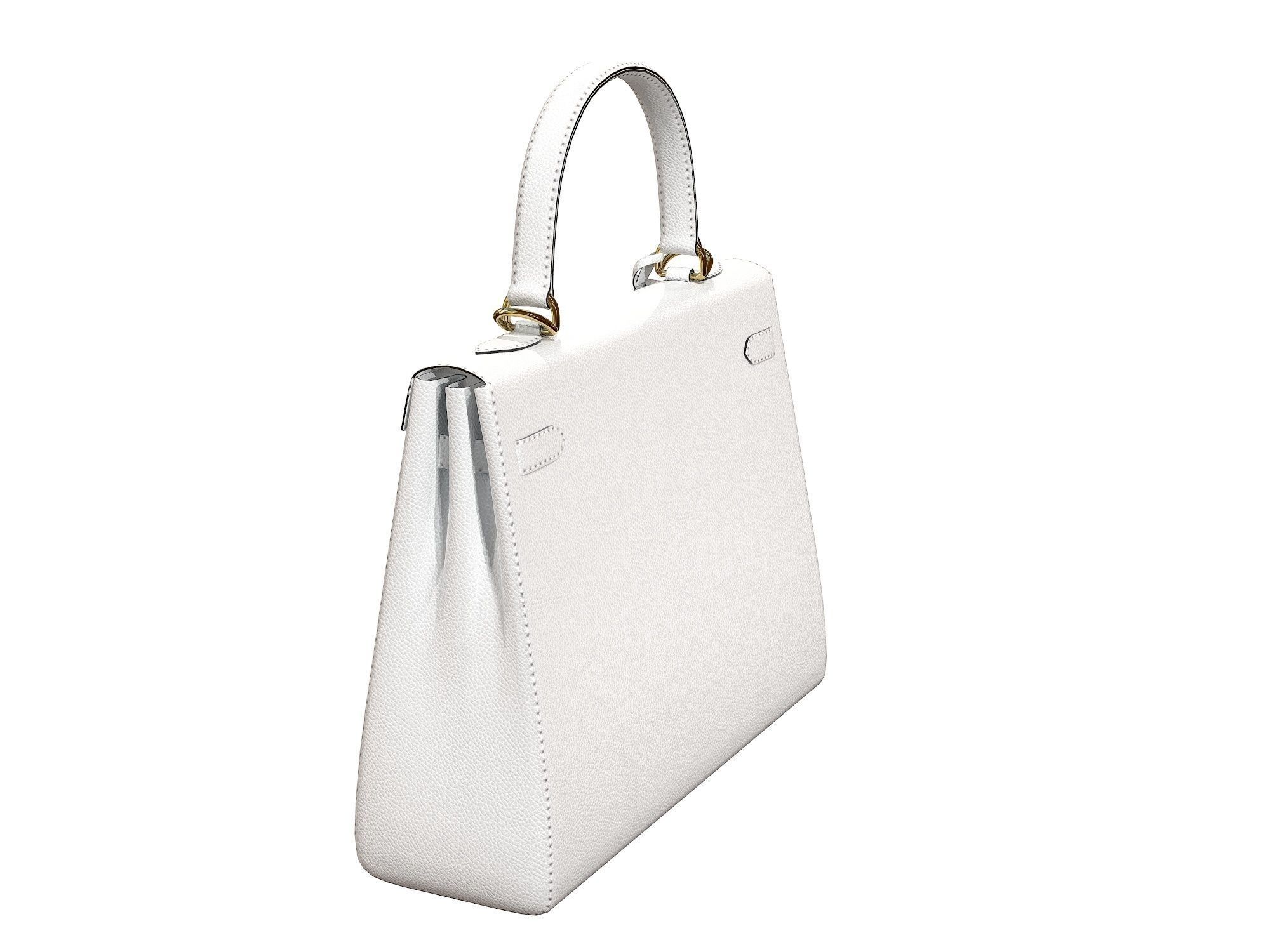Hermes Kelly Bag White Low-poly 3D model_3