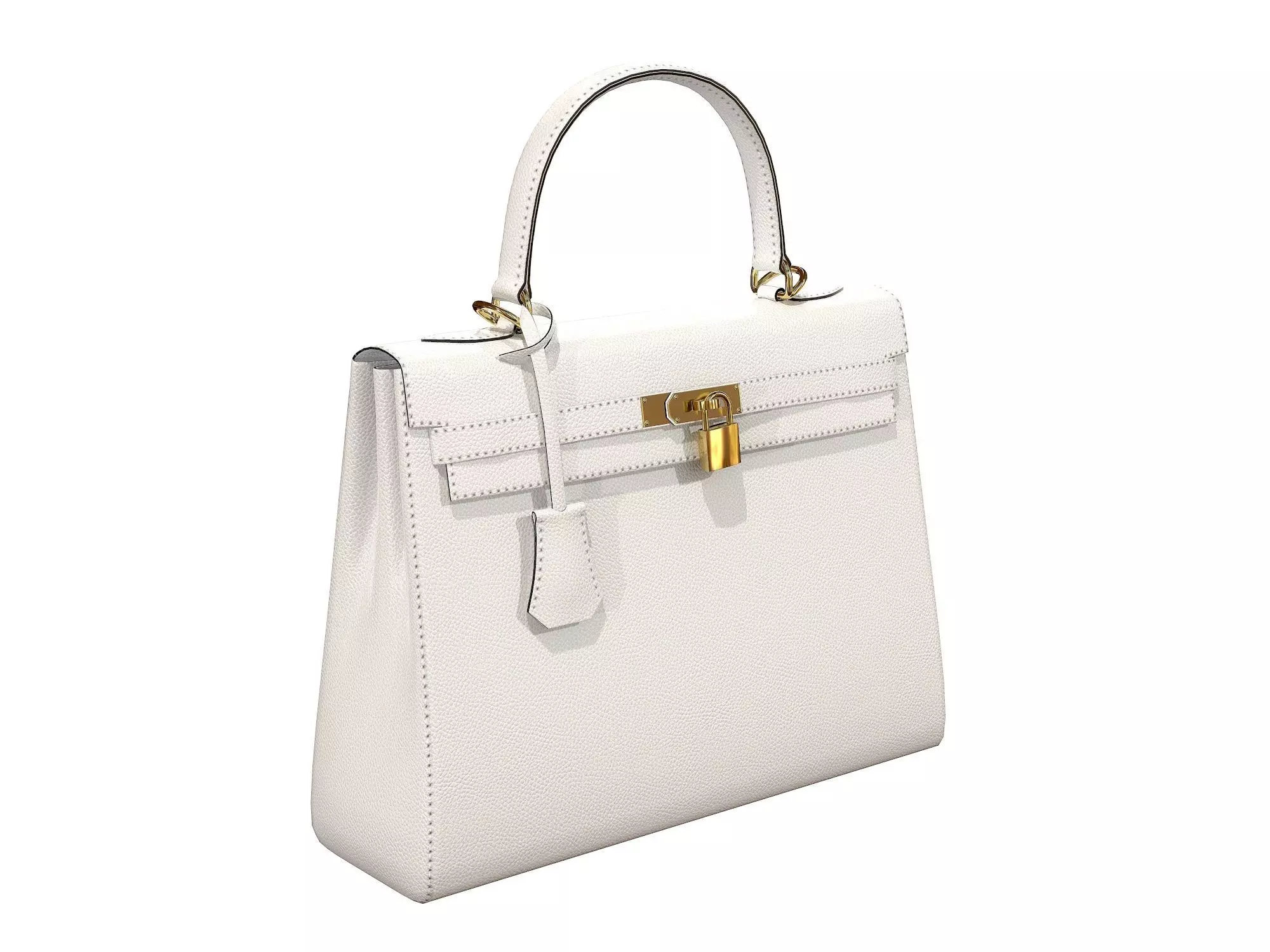 Hermes Kelly Bag White Low-poly 3D model_0