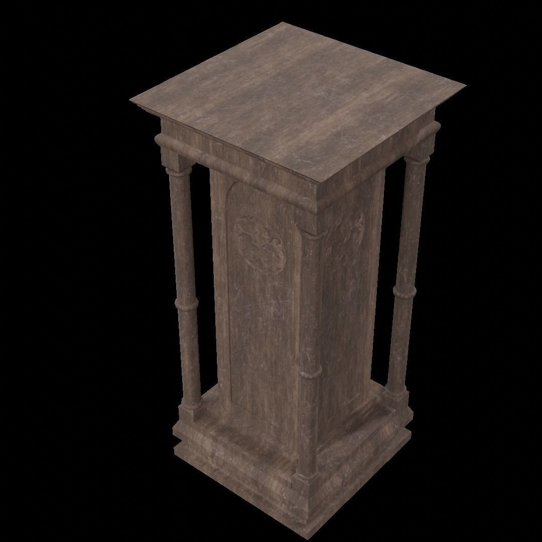 Gothic Pedestal Low-poly 3D model_10