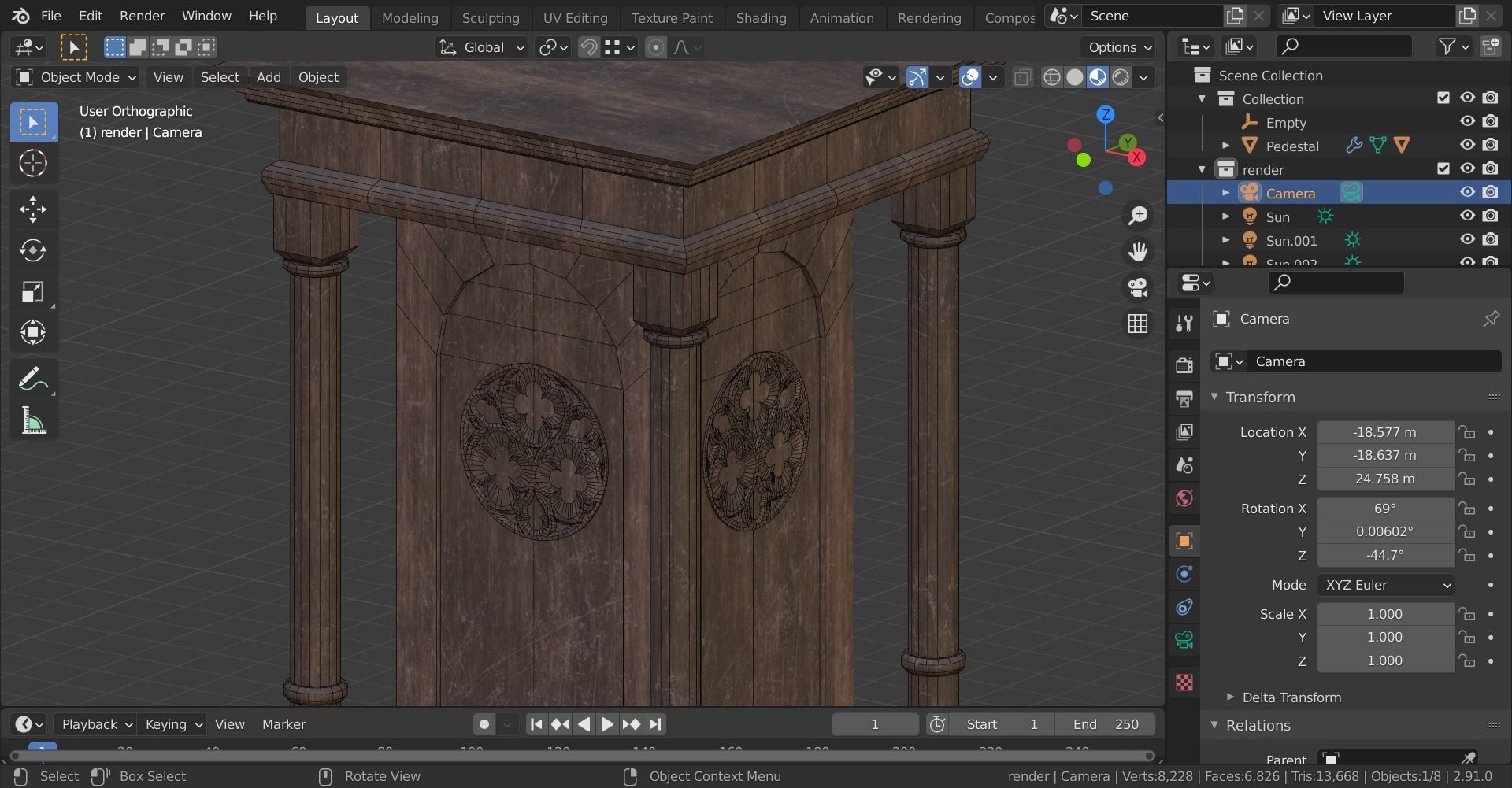Gothic Pedestal Low-poly 3D model_18