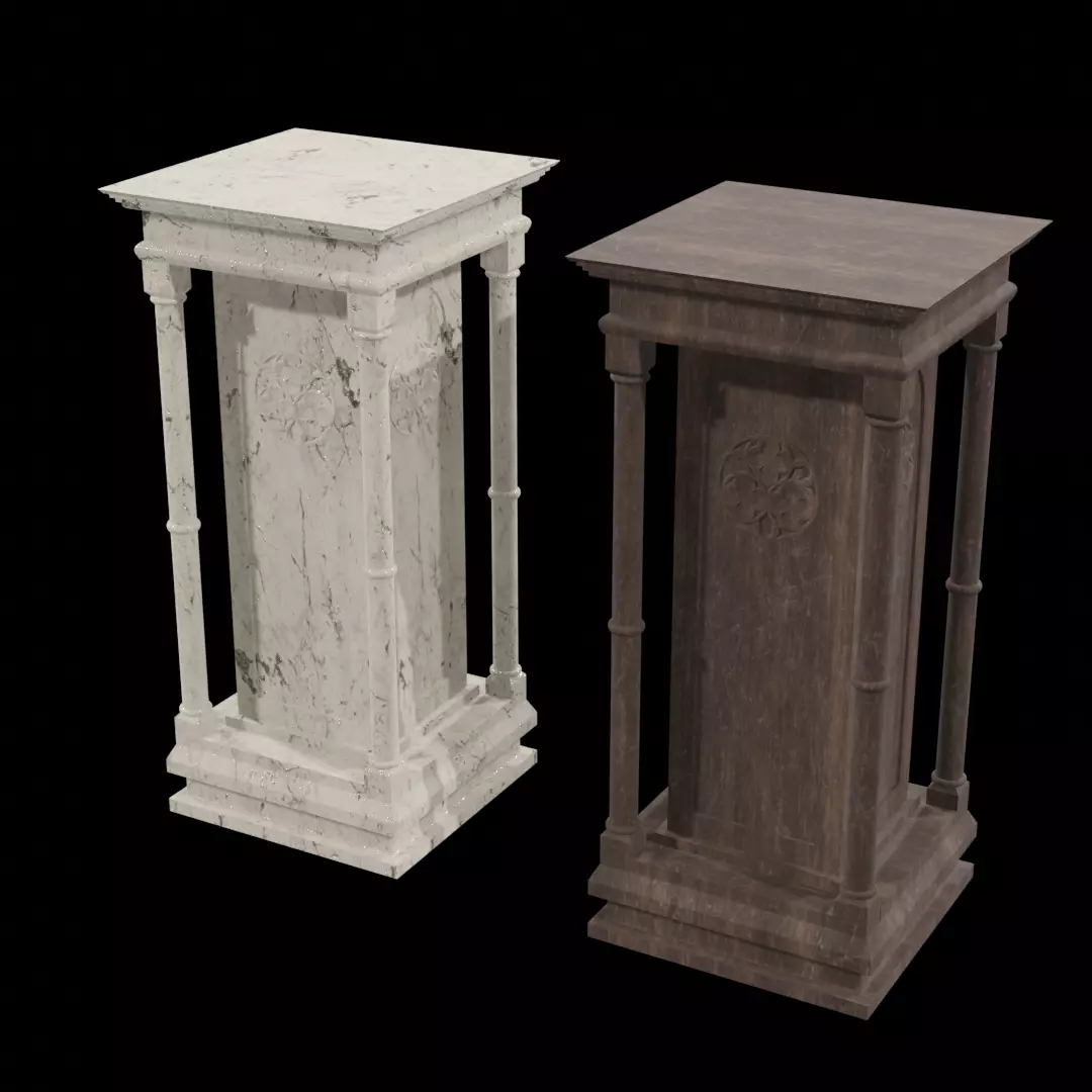Gothic Pedestal Low-poly 3D model_0