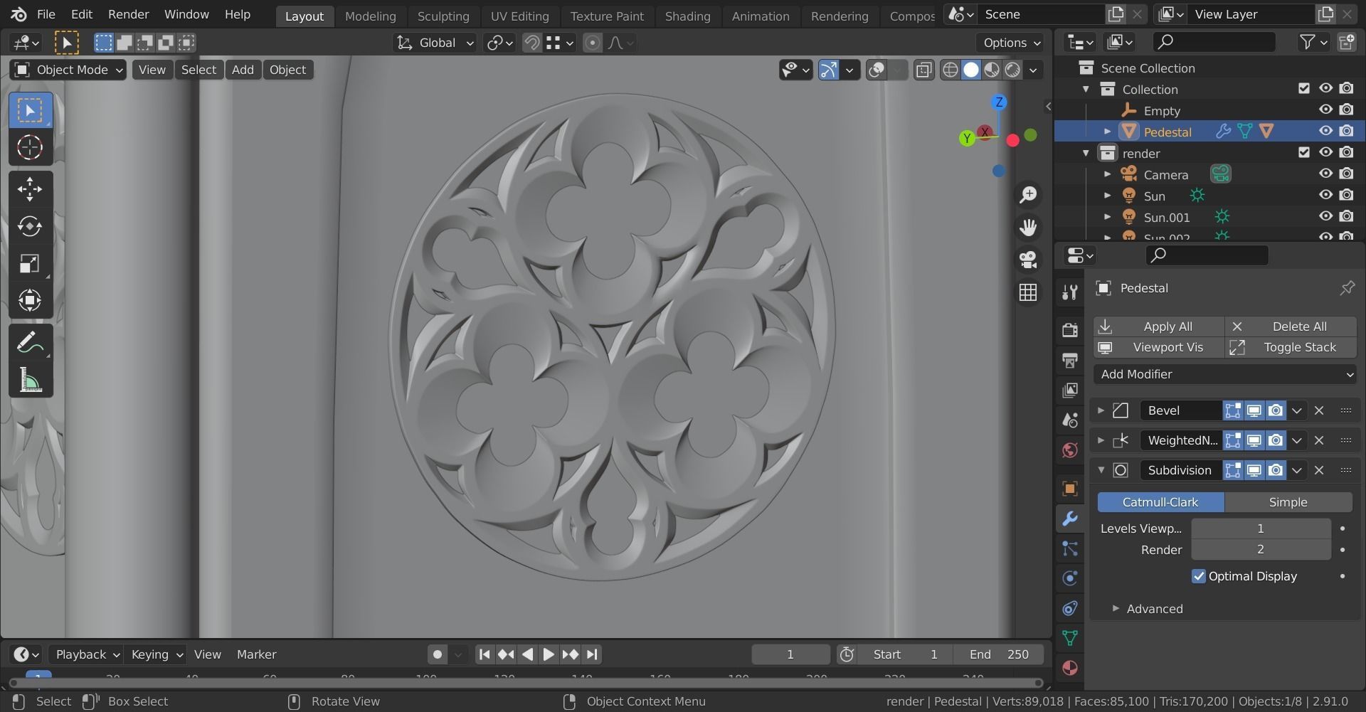 Gothic Pedestal Low-poly 3D model_13