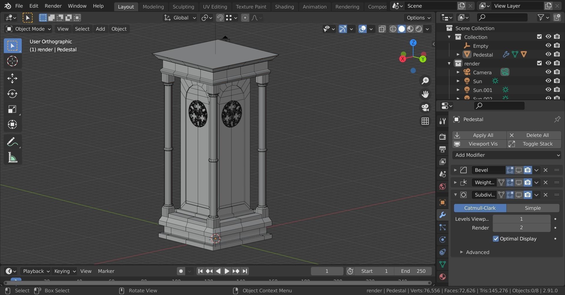 Gothic Pedestal Low-poly 3D model_16