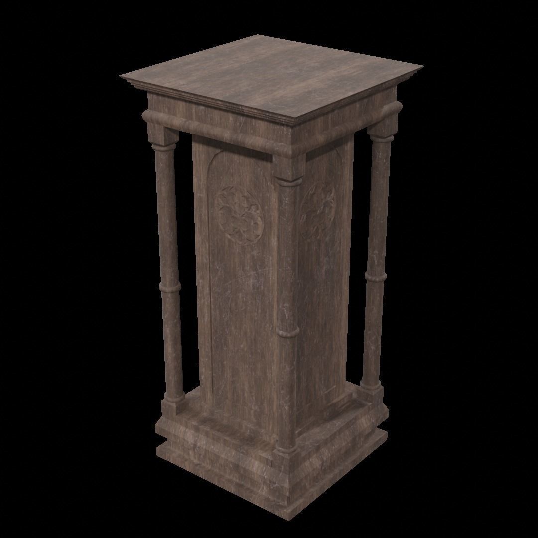 Gothic Pedestal Low-poly 3D model_8