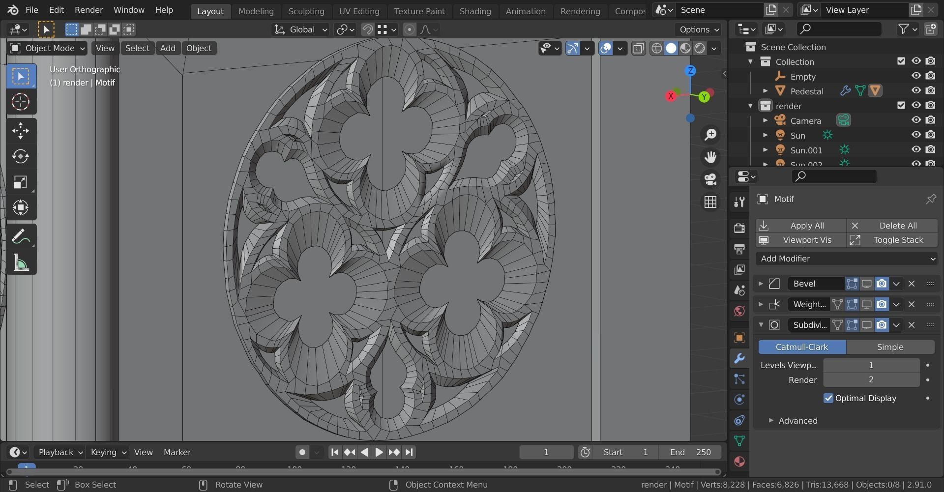 Gothic Pedestal Low-poly 3D model_17