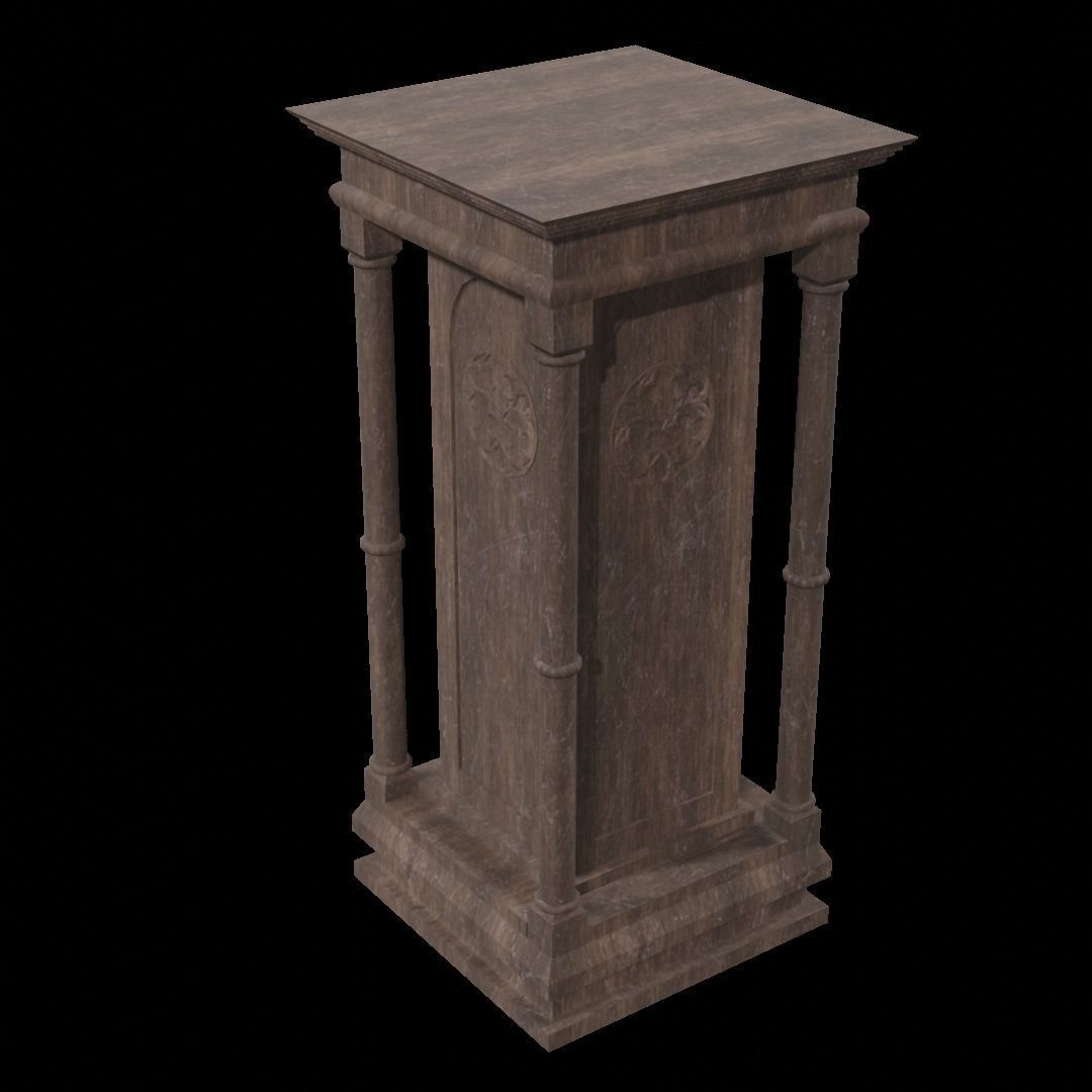 Gothic Pedestal Low-poly 3D model_9