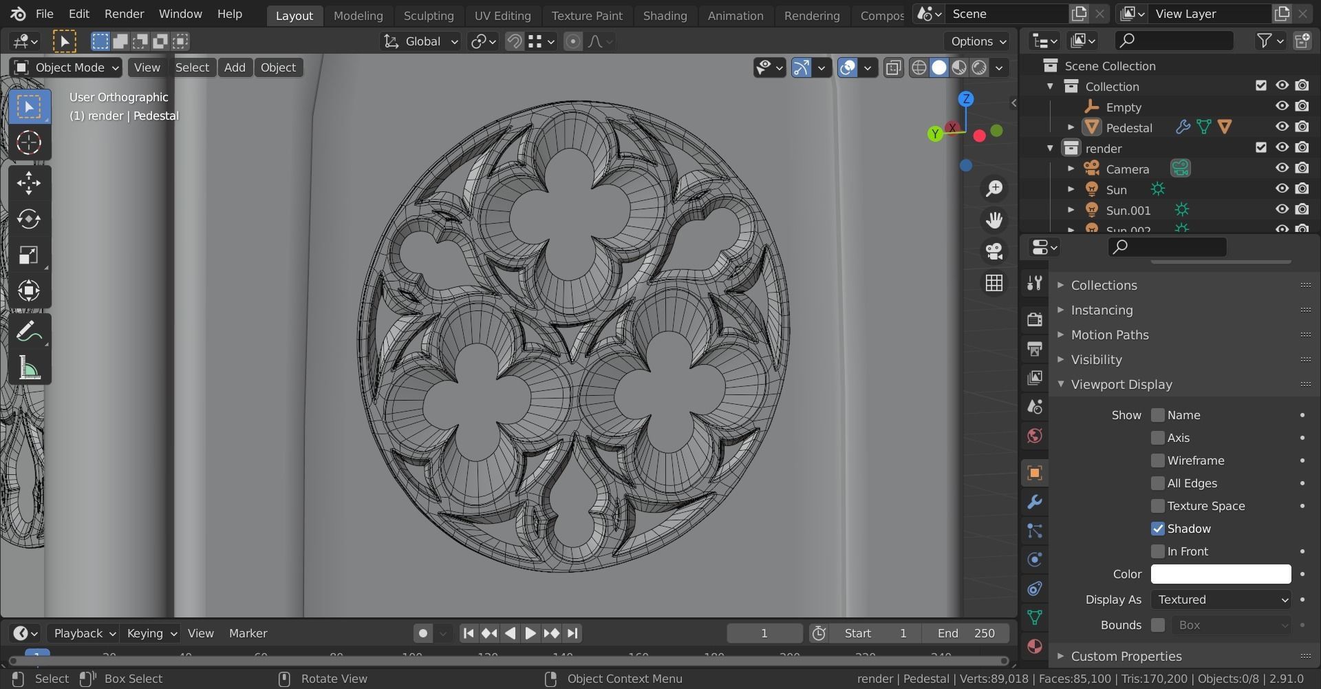 Gothic Pedestal Low-poly 3D model_14