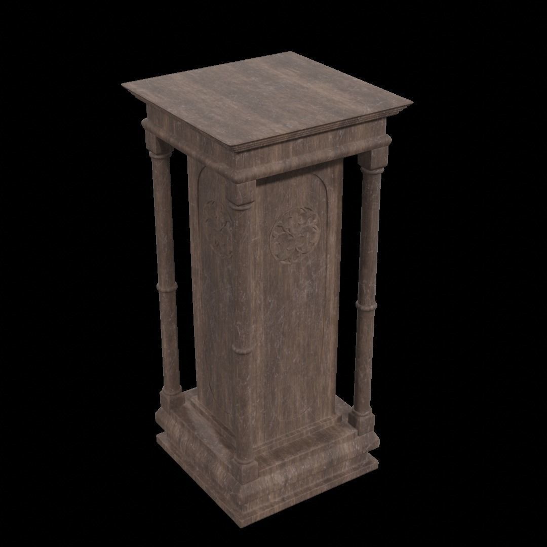 Gothic Pedestal Low-poly 3D model_3
