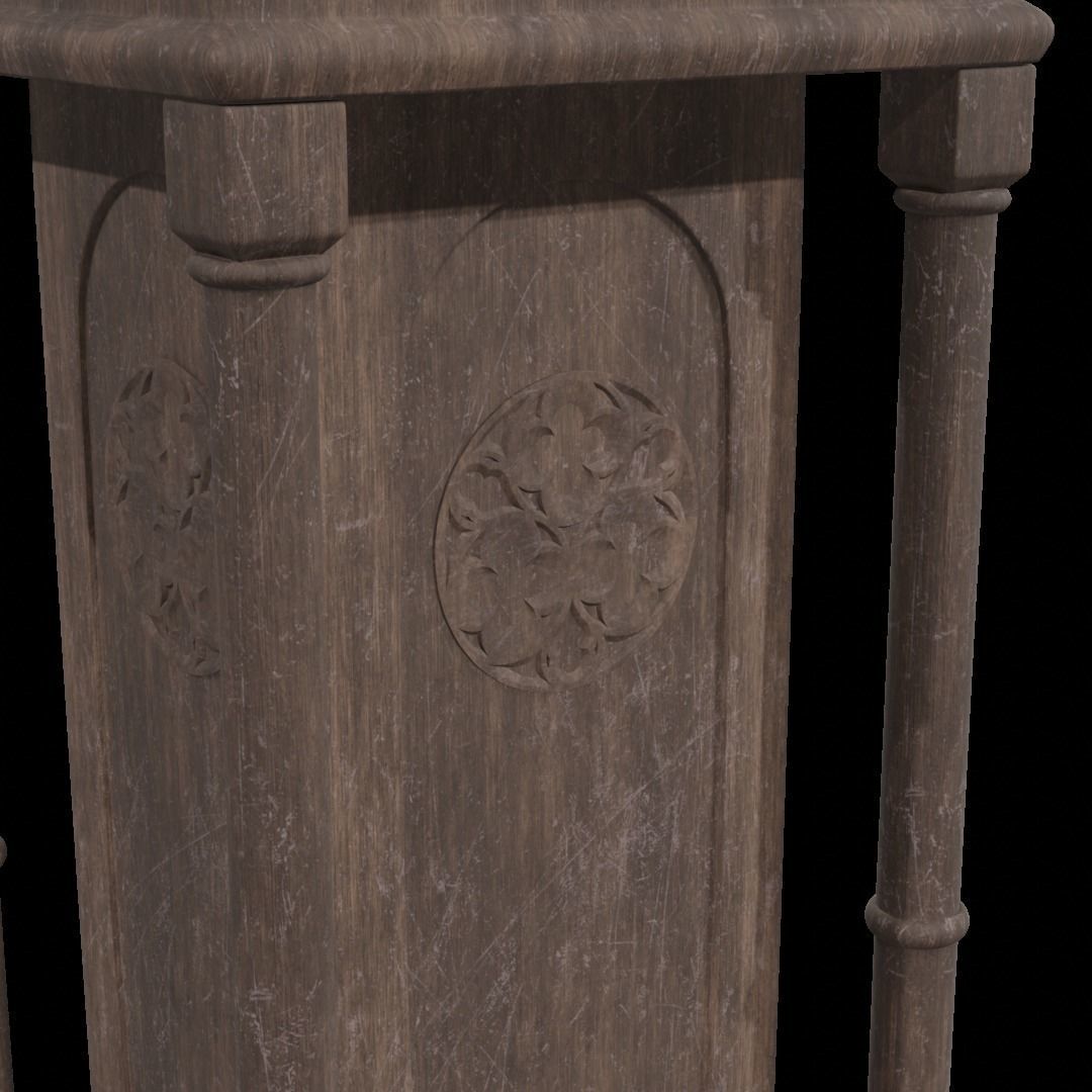 Gothic Pedestal Low-poly 3D model_6