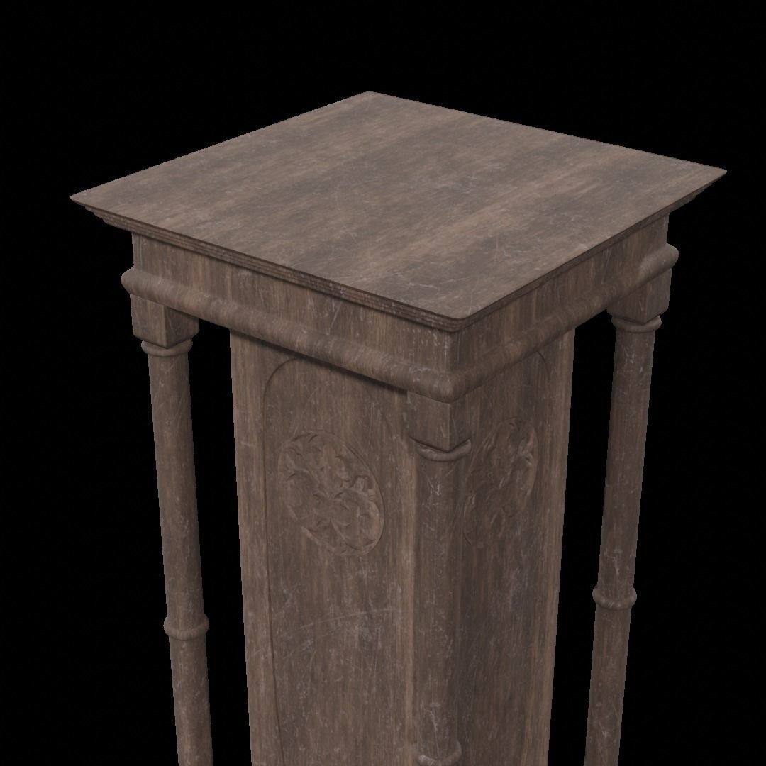 Gothic Pedestal Low-poly 3D model_7