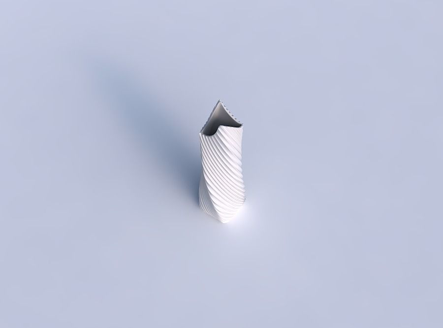 Vase twisted double arc rectangle with bent extruded lines 3 3D print model_1