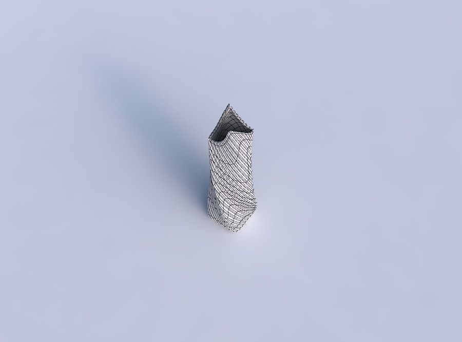 Vase twisted double arc rectangle with bent extruded lines 3 3D print model_6