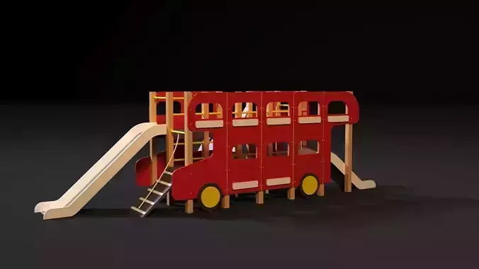 Playground Red bus 3D model