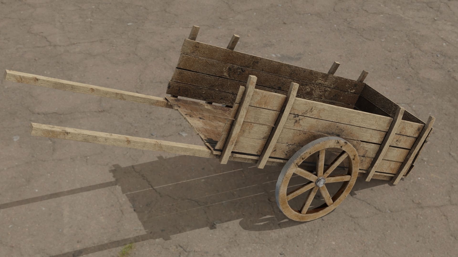 Medieval cart Low-poly 3D model_6