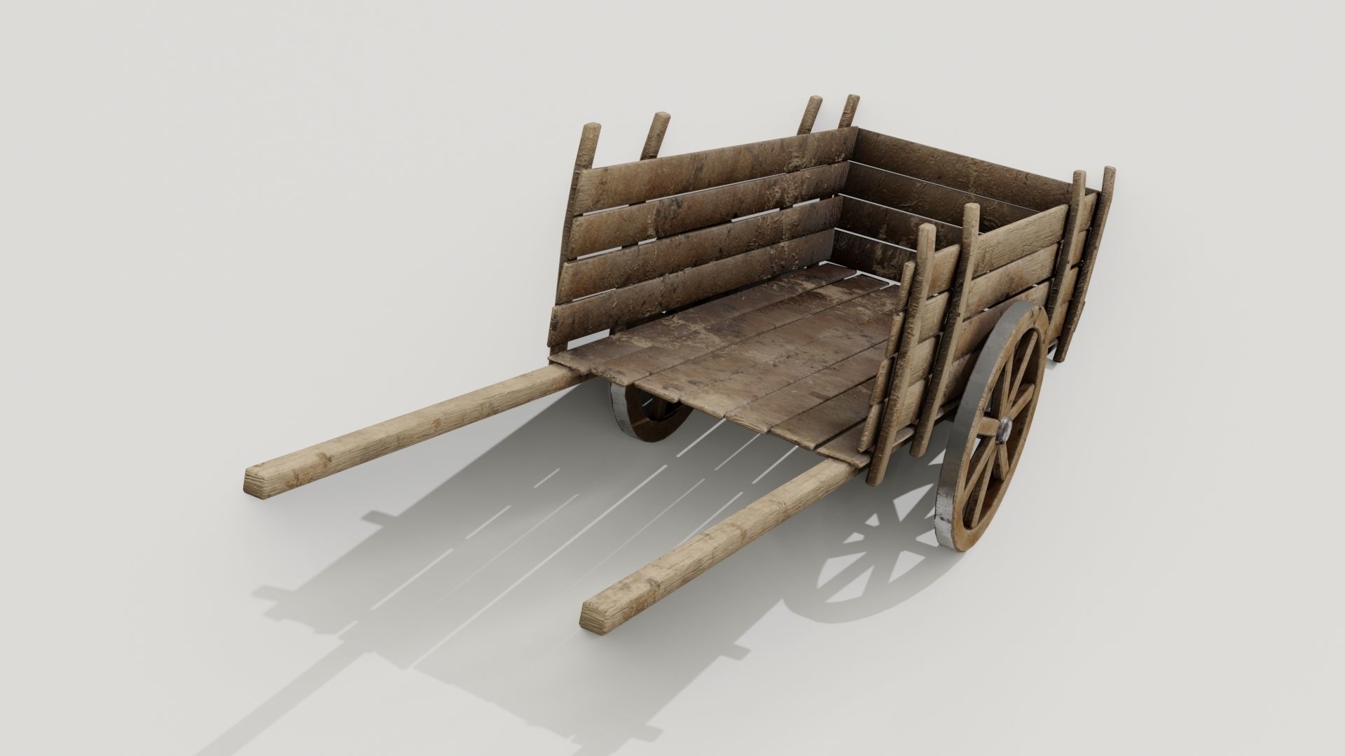 Medieval cart Low-poly 3D model_8