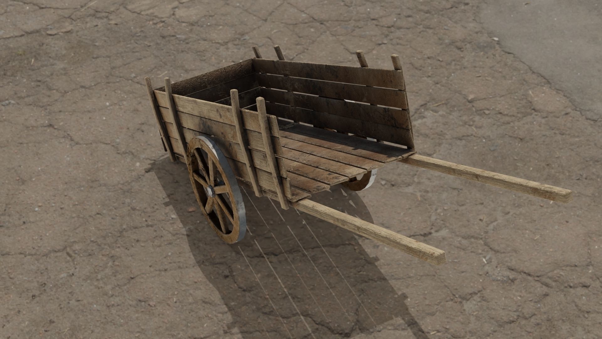Medieval cart Low-poly 3D model_3