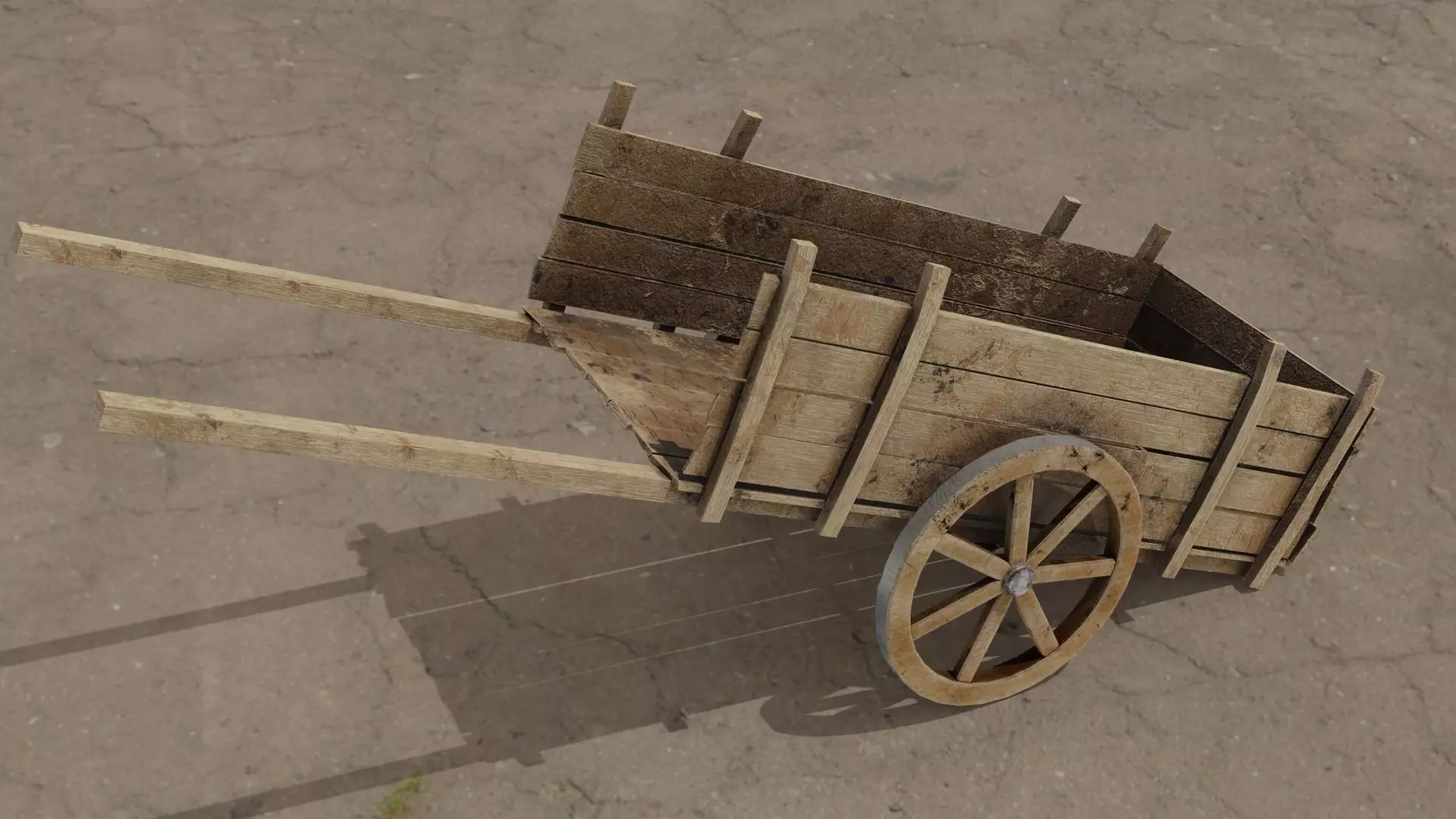 Medieval cart Low-poly 3D model_0
