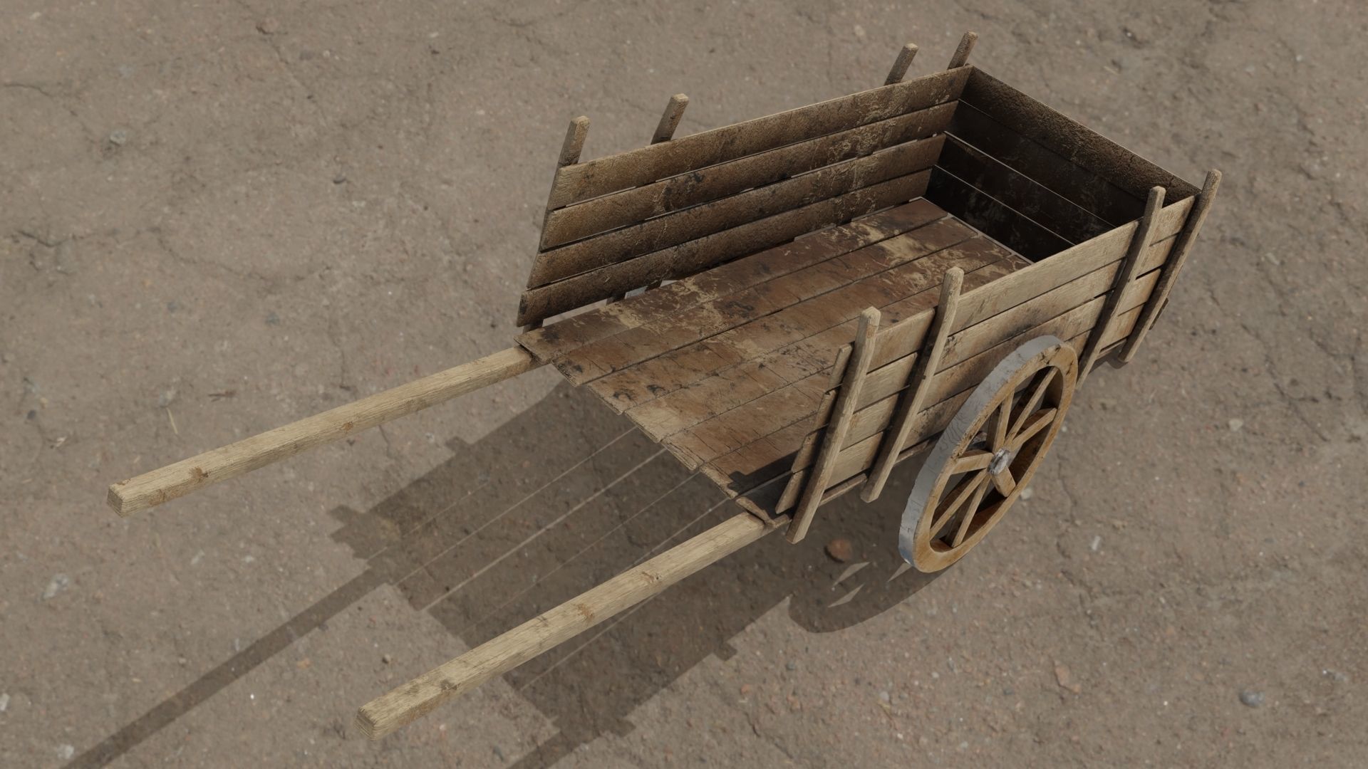 Medieval cart Low-poly 3D model_2