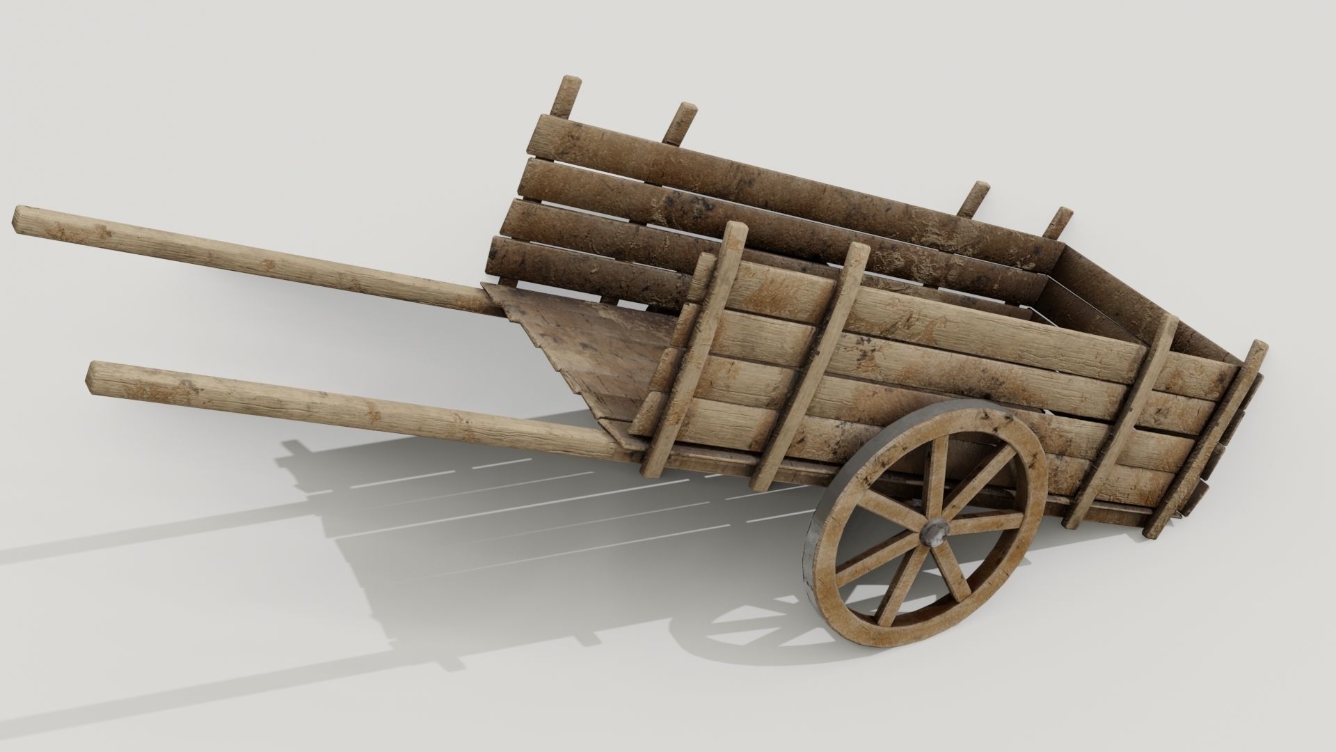 Medieval cart Low-poly 3D model_7
