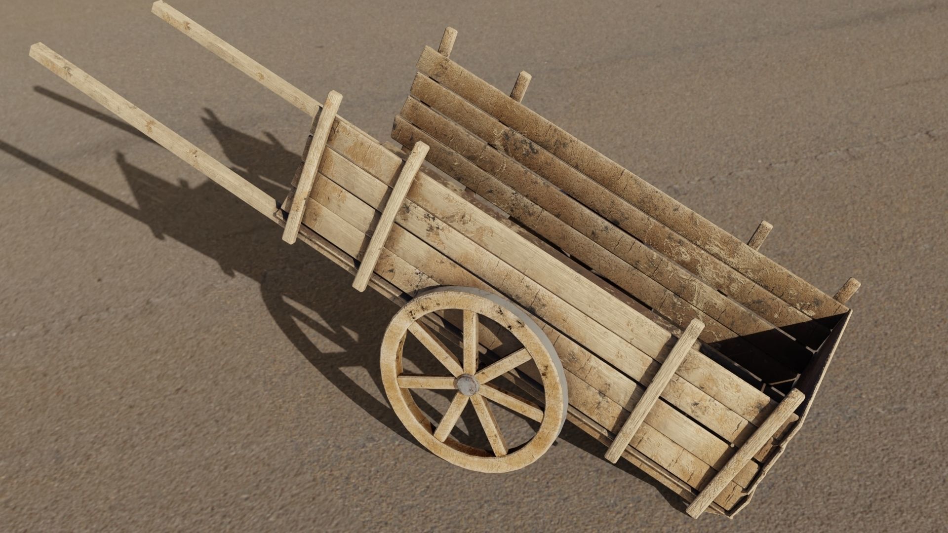 Medieval cart Low-poly 3D model_5