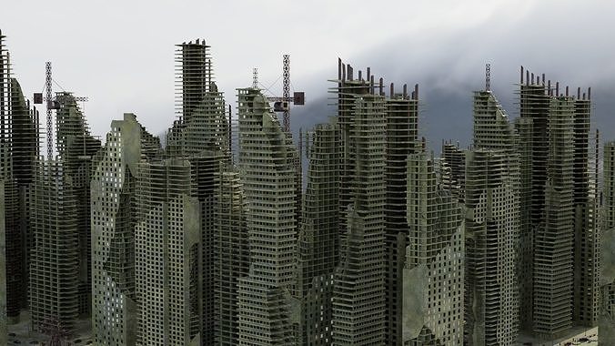 Ruined City Destroyed Cityscape 2 3D model