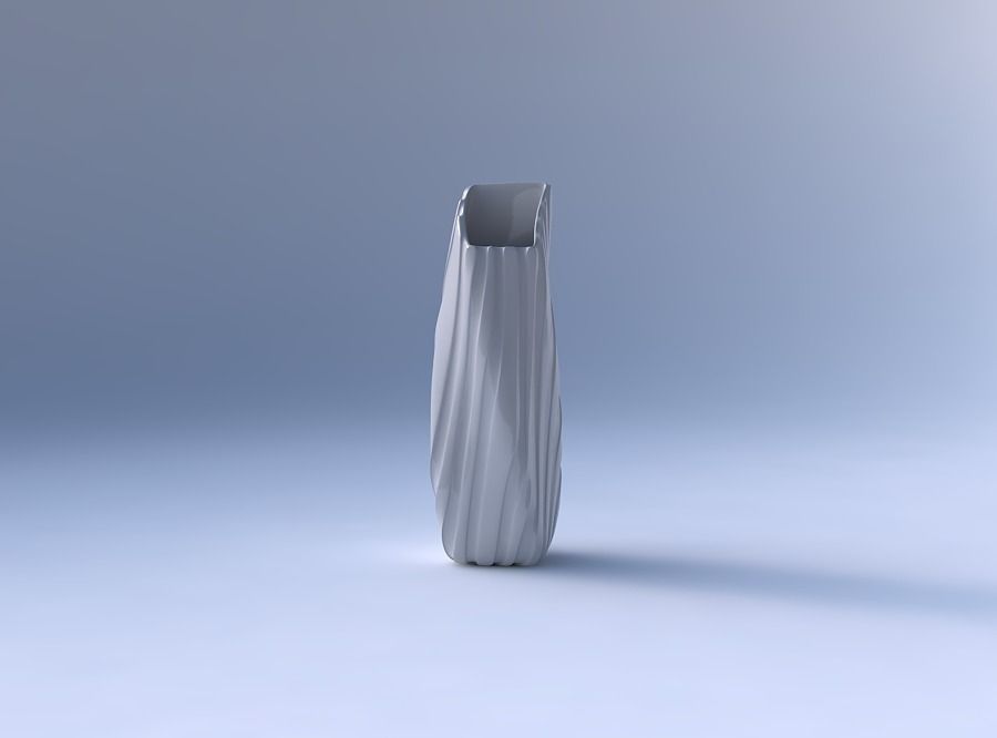 Vase twisted bent rectangle with twisted smooth ribbons 3D print model_4