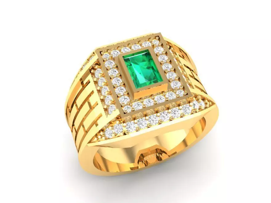 Luxury Emerald Diamond Men Ring 3D Model 124 3D print model