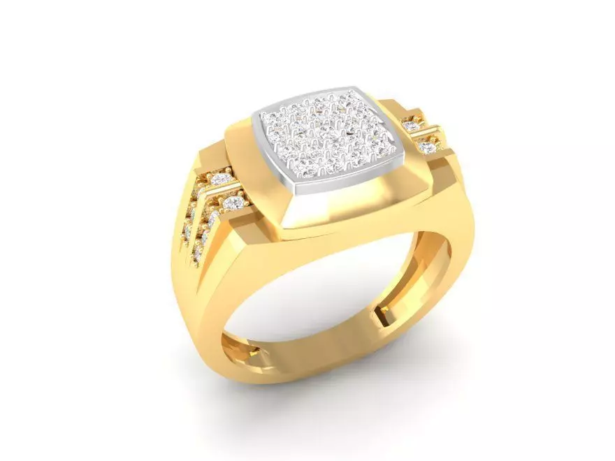 Luxury Square Top Diamond Men Ring 127 3D print model