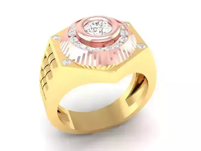 Luxury Sunburst Round Diamond Ring for Men 128