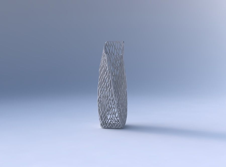 Vase twisted bent rectangle with twisted lattice tiles 3D print model_4