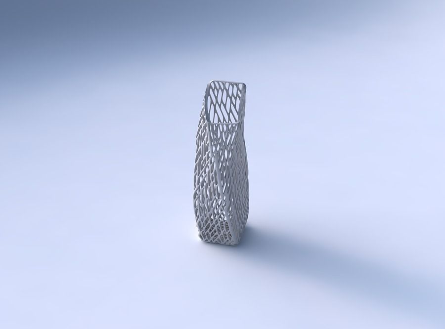 Vase twisted bent rectangle with twisted lattice tiles 3D print model_3